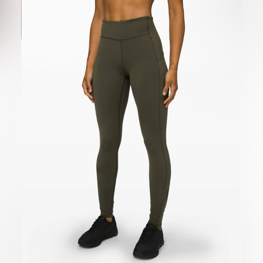 Lululemon Speed up full length leggings size 6 in olive green